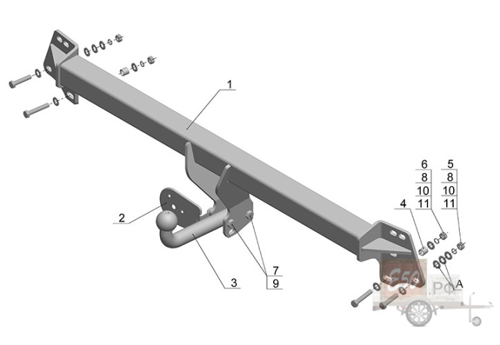 Фаркоп TY 17 - Toyota Camry / 2007- / S-50 / kg-650 / type=A