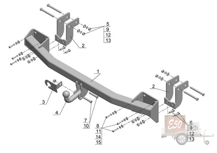 Фаркоп MI 25 - Mitsubishi Outlander / 2012- / S-75 / kg-1500 / type=A / smart-c=!!!