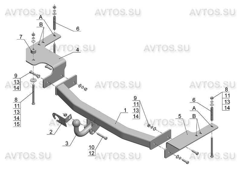 Фаркоп TY 28 - Lexus LX 570 / 2007- / S-75 / kg-1500 / type=A