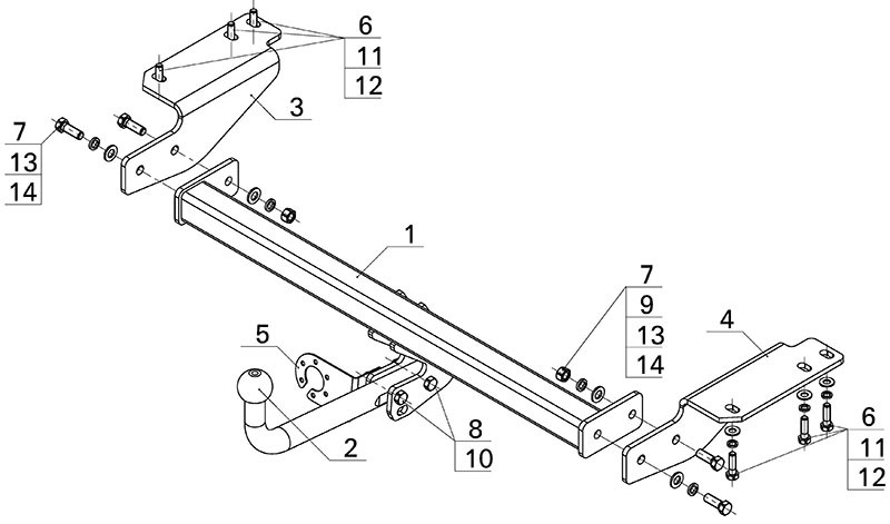 Фаркоп HV 02 - Haval H2 / 2015- / S-75 / kg-1500 / type=A / smart-c=!!!