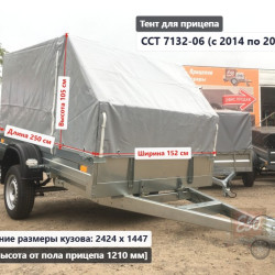 Тент ССТ 7132-06 / 16 1.2 м Скос (внутренняя ширина .куз 1.44 м)**