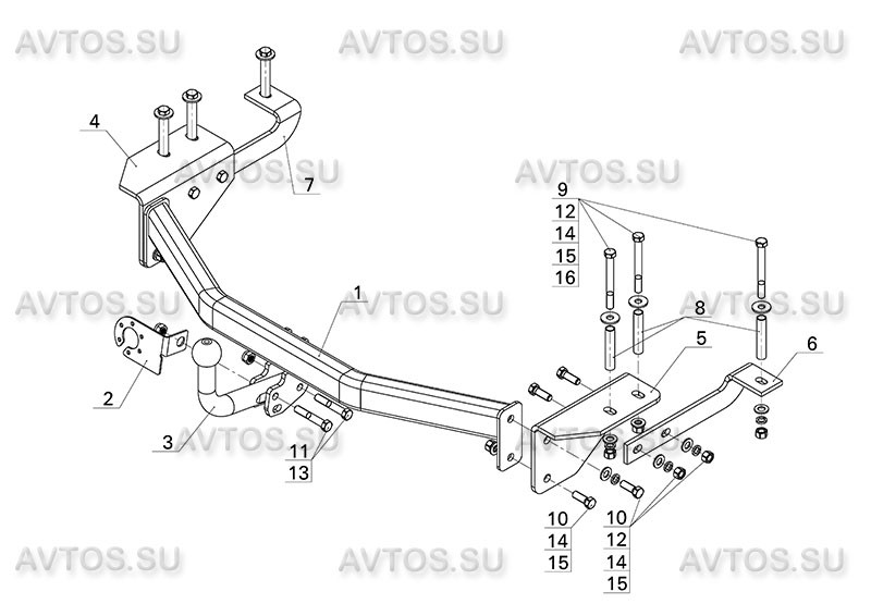 Фаркоп TY 39 - Toyota Alphard / 2008-2014 / S-75 / kg-2000 / type=A / smart-c=!!!