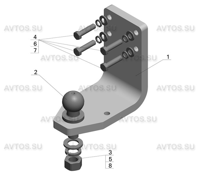 Фаркоп TY 35 - Toyota Land Cruiser 76 / 1984- / S-100 / kg-2000 / type=E