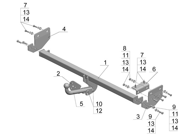 Фаркоп KI 18 - KIA Soul / 2009-2013 / S-75 / kg-1250 / type=A