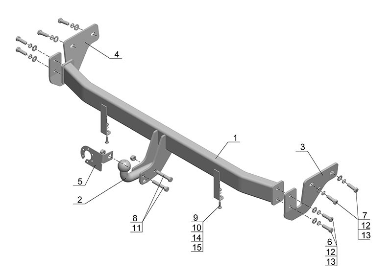 Фаркоп KI 22 - KIA Rio III / 2011-2017 / S-75 / kg-1000 / type=A