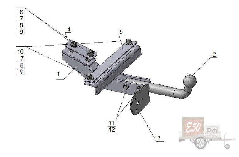 Фаркоп HY 14 - Hyundai Matrix /2004-2010 / S-50 / kg-800 / type=A