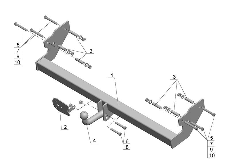 Фаркоп JW 01 - Jeep Wrangler / 08.1996-03.2007 / S-75 / kg1500 / type=A