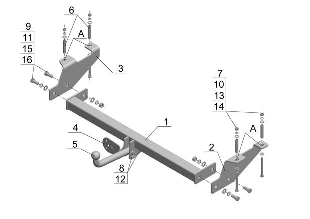 Фаркоп GW 06 - Great Wall Wingle / 2007-2011 / S-75 / kg-1200 / type=A