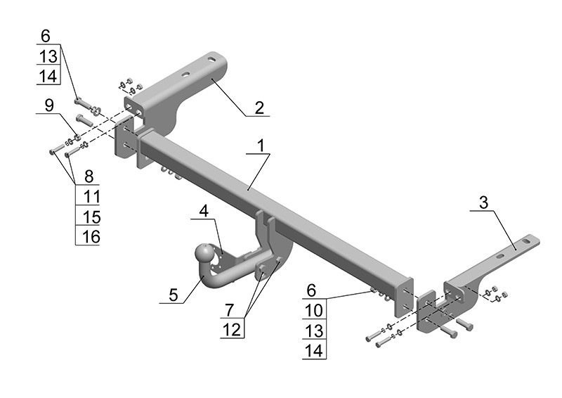 Фаркоп PE 02 - Peugeot 308 / 2007-2013 / S-50 / kg-1000 / type=A / smart-c=!!!
