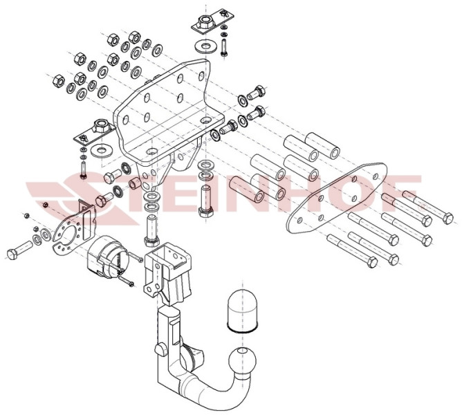 Фаркоп на Toyota Land Cruiser 200 2008-2021, Lexus LX 2008-2021. Требуется подрезка бампера. Тип шара: AV (вертикальное быстросъемное крепление шара н