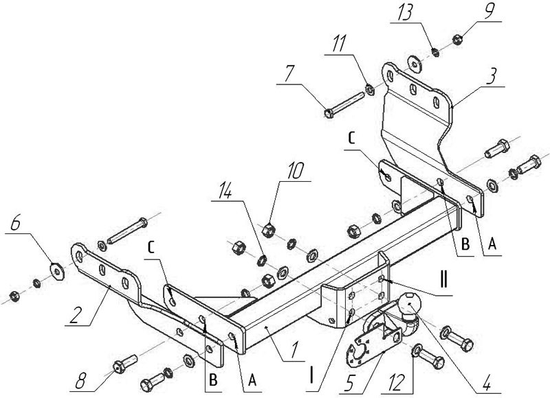 Фаркоп FD 26 - Ford Transit / 05.2000-2013 / S-100 / kg-2000 / type=F