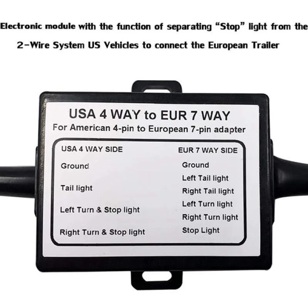 Переходник-адаптер для электрики c USA 4-pin на EURO 7-pin