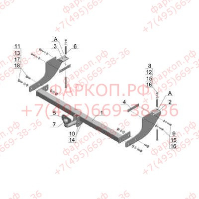Фаркоп на Great Wall Safe 2005-2009 без подрезки бампера. Тип шара: A. Нагрузки: 1200/75 кг, масса фаркопа 22 кг (без электрики в комплекте)