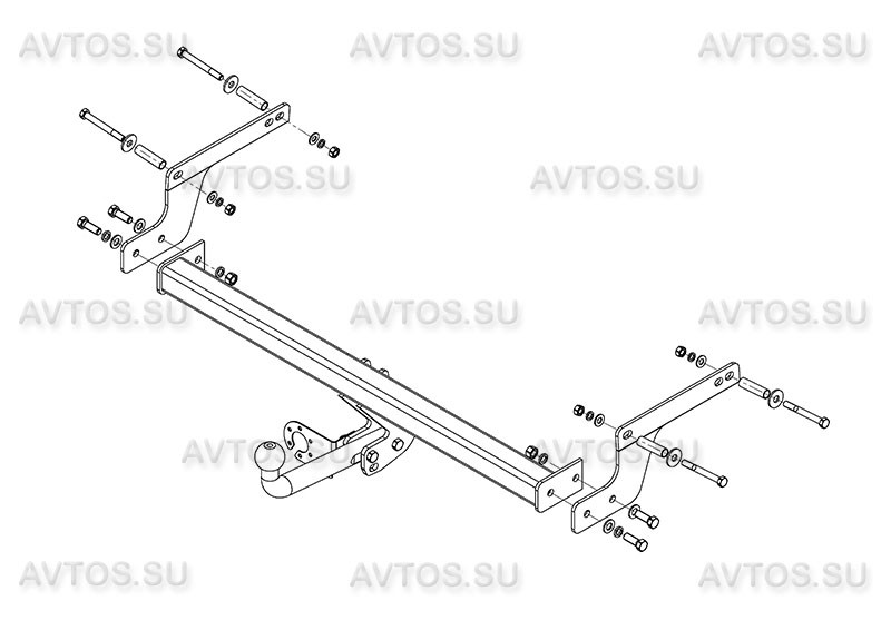 Фаркоп RN 13 на Renault Duster 2010-2015, 2015- (без подрезки бампера), Nissan Terrano 2015- (требуется подрезка бампера). Тип шара: A. Нагрузки: 1250/75 кг, масса фаркопа 12,5 кг