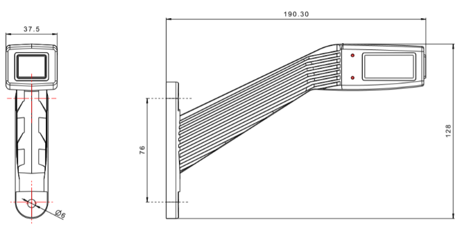 FT-145 L LED фонарь (рог) 3-х функциональный длинная косая ножка(левый)