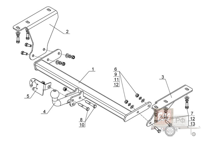 Фаркоп LF 03 - Lifan Cebrium / 2014- / S-75 / kg-1250 / type=A