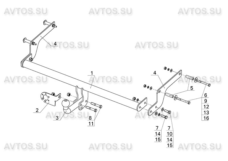 Фаркоп RN 12 - Renault Logan I (Dacia) 2004-2015 / S-75 / kg-1200 / type=A