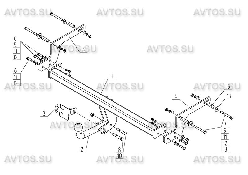 Фаркоп RN 14 - Renault Kaptur (4x4) / 2016- / S-75 / kg-1200 / type=A / smart-c=!!!