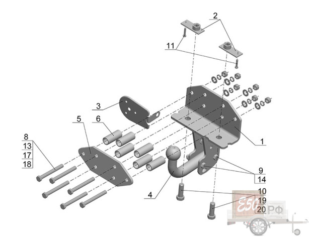 Фаркоп TY 19 - Lexus LX 570 / 2007- / S-100 / kg-2700 / type=A