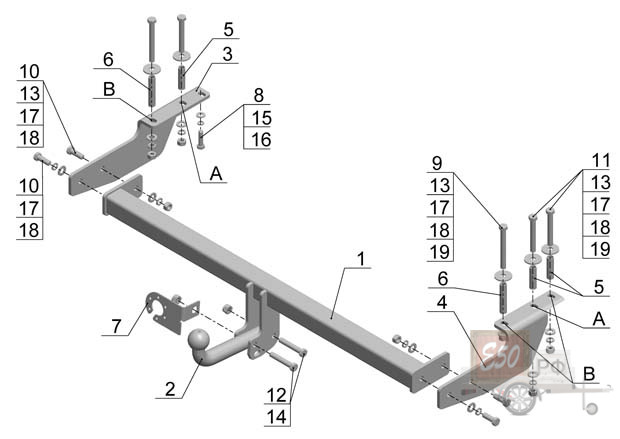 Фаркоп GW 10 - Great Wall M 4 / 2013- / S-75 / kg-1000 / type=A / smart-c=!!!