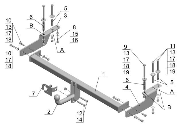 Фаркоп GW 10 - Great Wall M 4 / 2013- / S-75 / kg-1000 / type=A / smart-c=!!!