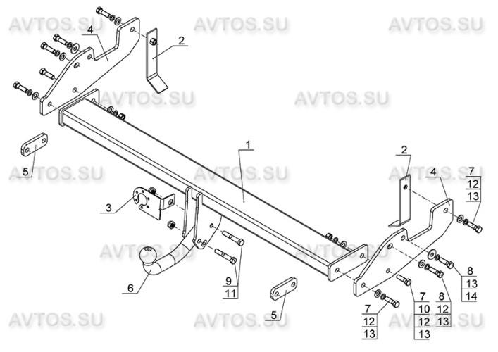 Фаркоп TY 36 - Toyota Hilux / 2005-2015 / S-100 / kg-2500 / type=A