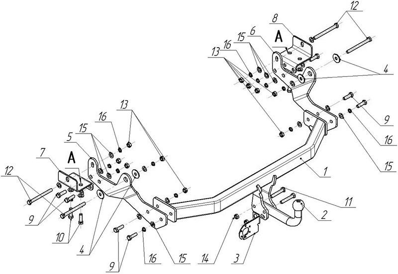 Фаркоп HY 26 - Hyundai H I/H 300 / 2008- / S-100 / kg-2000 / type=A