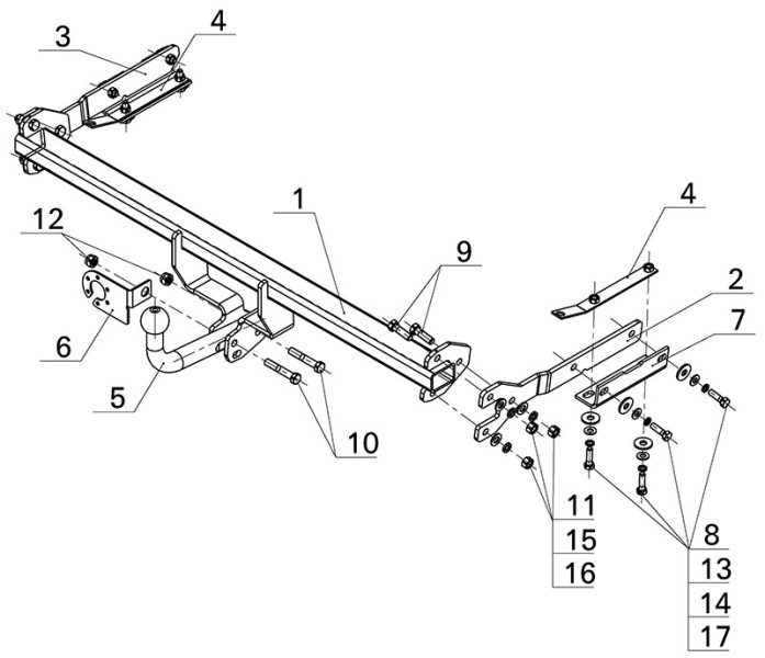Фаркоп NS 26 - Nissan Juke 2WD / 2010-2014, 2014- / S-75 / kg-1500 / type=A / smart-c=!?