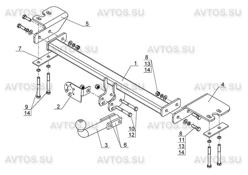 Фаркоп SY 012 - Ssang Yong Stavic / 2013- / S-75 / kg-1250 / type=A
