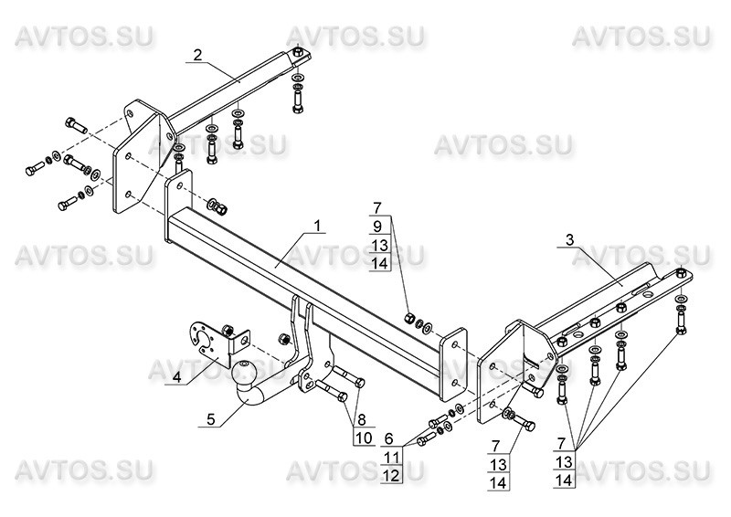 Фаркоп SU 07 - Subaru Forester / 2013- / S-100 / kg-2000 / type=A