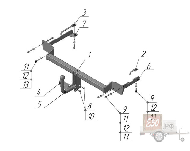 Фаркоп FA 03 - Fiat Grande Punto / 2005-2009 / S-75 / kg-1000 / type=A / smart-c=