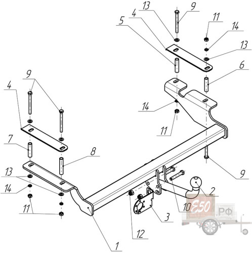Фаркоп CV 07 - Chevrolet Aveo / 2008-2012 / S-50 / kg-750 / type-A / smart-c=