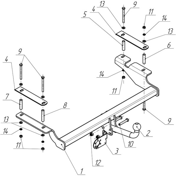 Фаркоп CV 07 - Chevrolet Aveo / 2008-2012 / S-50 / kg-750 / type-A / smart-c=
