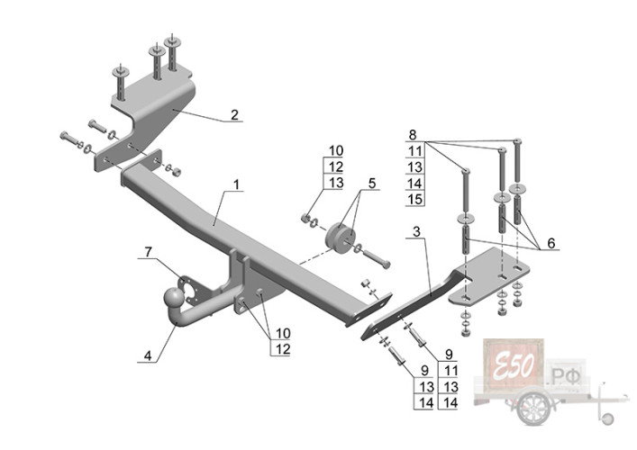 Фаркоп GW 11 - Great Wall Hover H6 / 2013- / S-75 / kg-1500 / type=A / smart-c=!!!