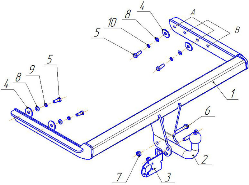 Фаркоп FD 02 - Ford Focus / 1998-2005 / S-75 / kg-1250 / type=A