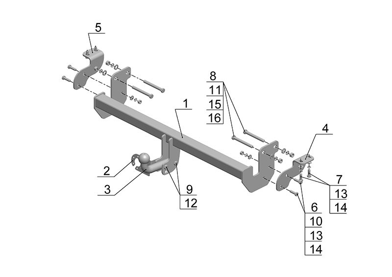 Фаркоп MI 23 - Peugeot 4008 / 2010- / S-75 / kg-1250 / type=A / !!!