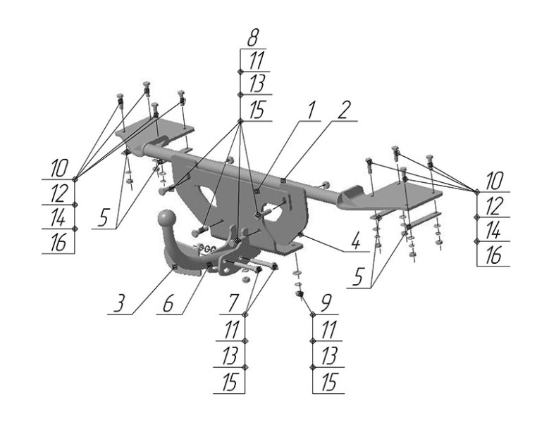 Фаркоп FA 01 - Fiat Albea / 2002-2012 / S-75 / kg-1200 / type=A / smart-c=