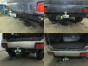 ТСУ для Mitsubishi Pajero Sport 1998-2008 без снятия и выреза бампера. Тип шара: F. Нагрузки: 2000/100 кг, масса фаркопа 16,2 кг (без электрики в комп