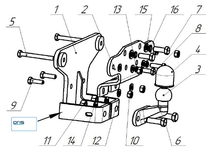 Фаркоп на Tank 500 2023-, Haval H9 2014-2020, Haval H5 2024-, Haval H9 2024- без выреза в бампере. Тип шара: F. Нагрузки: 2500/121 кг, масса фаркопа 1