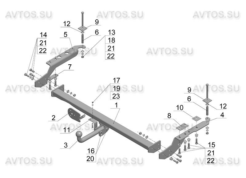 Фаркоп SU 06 - Subaru Forester / 1997-2008 / S-75 / kg-1500 / type=A