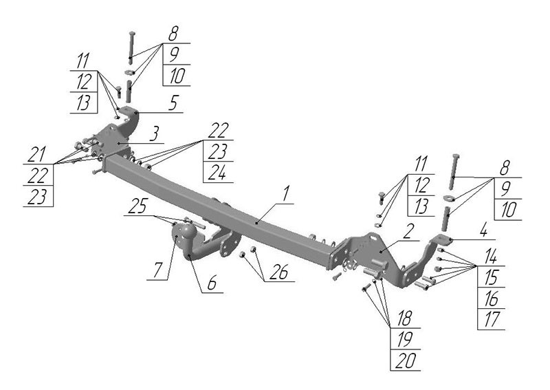 Фаркоп FA 02 - Fiat Doblo / 2001-2014 / S-75 / kg-1200 / type=A / smart-c=
