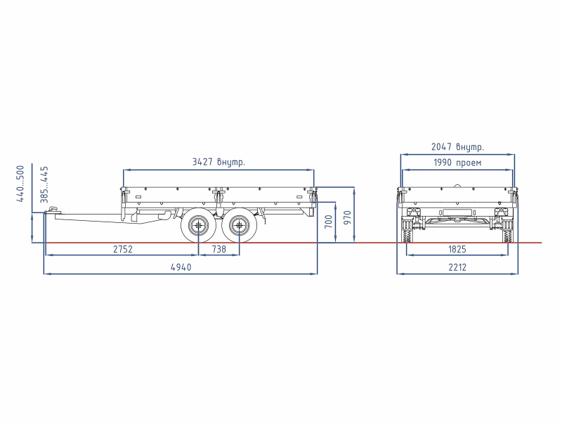 Прицеп ССТ 7132-35 (Тент и Каркас 1.7 м Прямой)