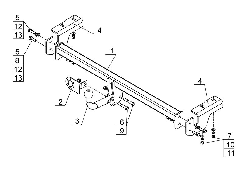Фаркоп PE 03 - Peugeot 408 / 2012- / S-50 / kg-1000 / type=A / smart-c=!!!