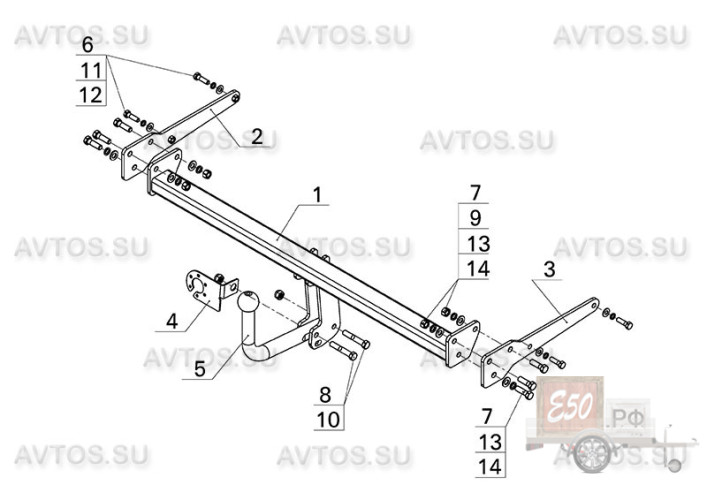 Фаркоп SZ 12 - Suzuki SX 4 S-CROSS / 2013- / S-75 / kg-1500 / type=A