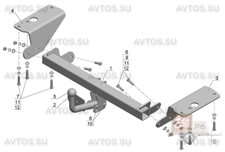 Фаркоп TY 18 - Toyota Corolla / 2007-2013 / S-75 / kg-1350 / type=A