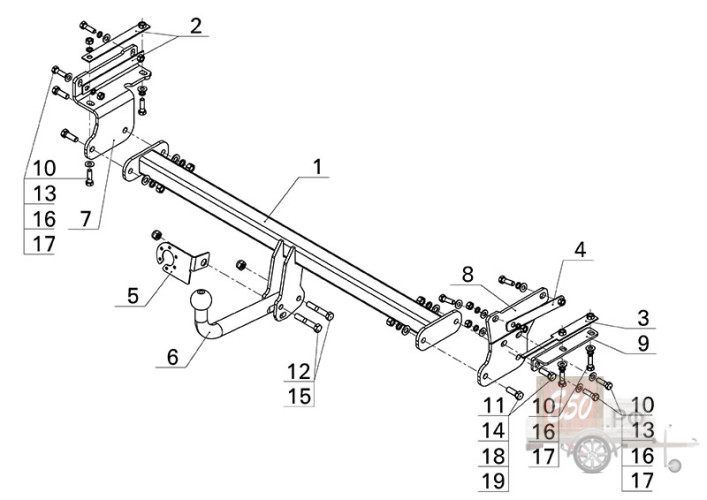 Фаркоп NS 25 - Nissan Qashqai J11 / 2014- / S-100 / kg-1800 / type=A