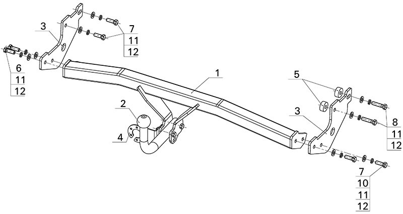 Фаркоп HY 16 - Hyundai Getz / 2005-2011 / S-75 / kg-1250 / type=A