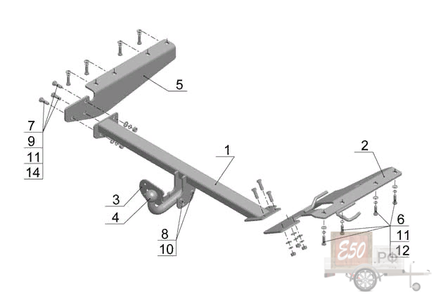 Фаркоп HN 04 - Honda CR-V / 2007-11.2012 / S-75 / kg-1500 / type=A