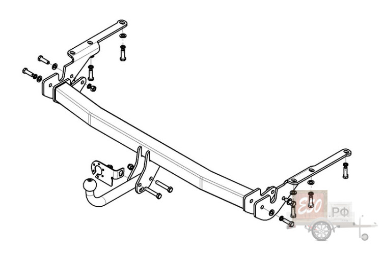 Фаркоп TY 23 - Toyota RAV-4(з/к на двери) / 2009-2012 / S-75 / kg-1500 / type=A
