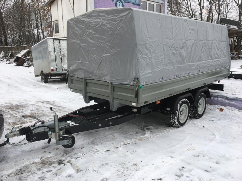 ТАНКО 843822 - Бортовой прицеп для Газели / Соболя (Метал. борта и тент, 4.2 м)